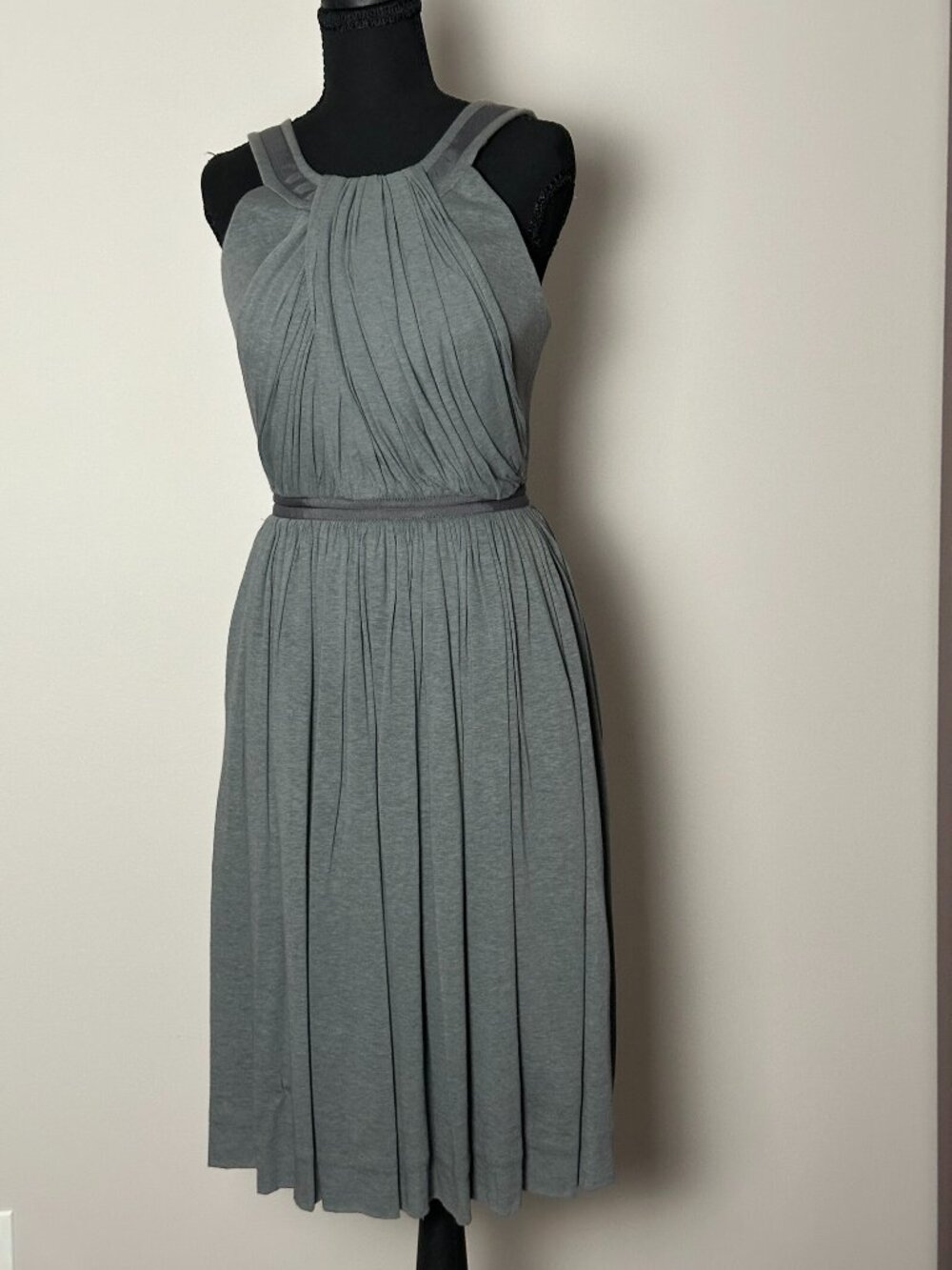 Charles Chang-Lima Vintage Grey Jersey Grecian Draped Dress Size 6 Made in USA